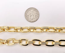 Load image into Gallery viewer, Textured Paperclip Necklace 18K Gold Plated Copper Finished Necklace 16" with 1.5" Extension Link 1pc