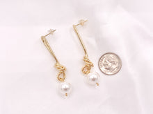 Load image into Gallery viewer, Beautiful Knot Wired Mother of Pearl Drop Earrings in 18K gold Plated over Copper 3 pairs