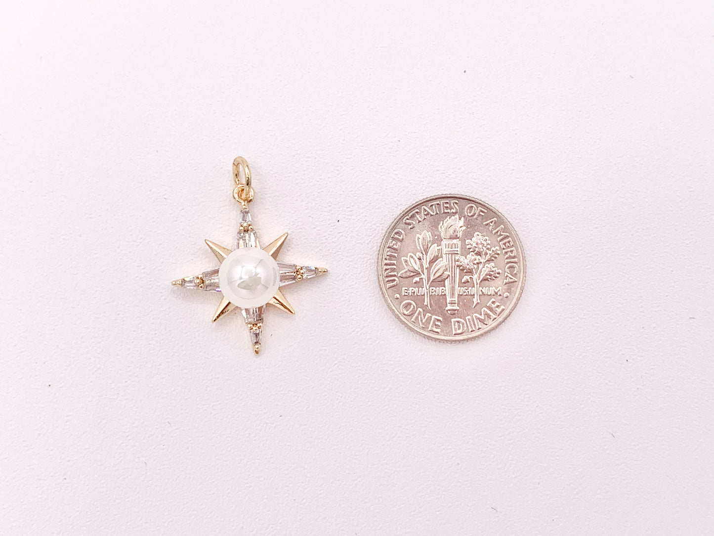 Mother Of Pearl CZ Pave Rhinestone Starburst Star Burst Pendant in 18K Gold plated Copper 6 pcs