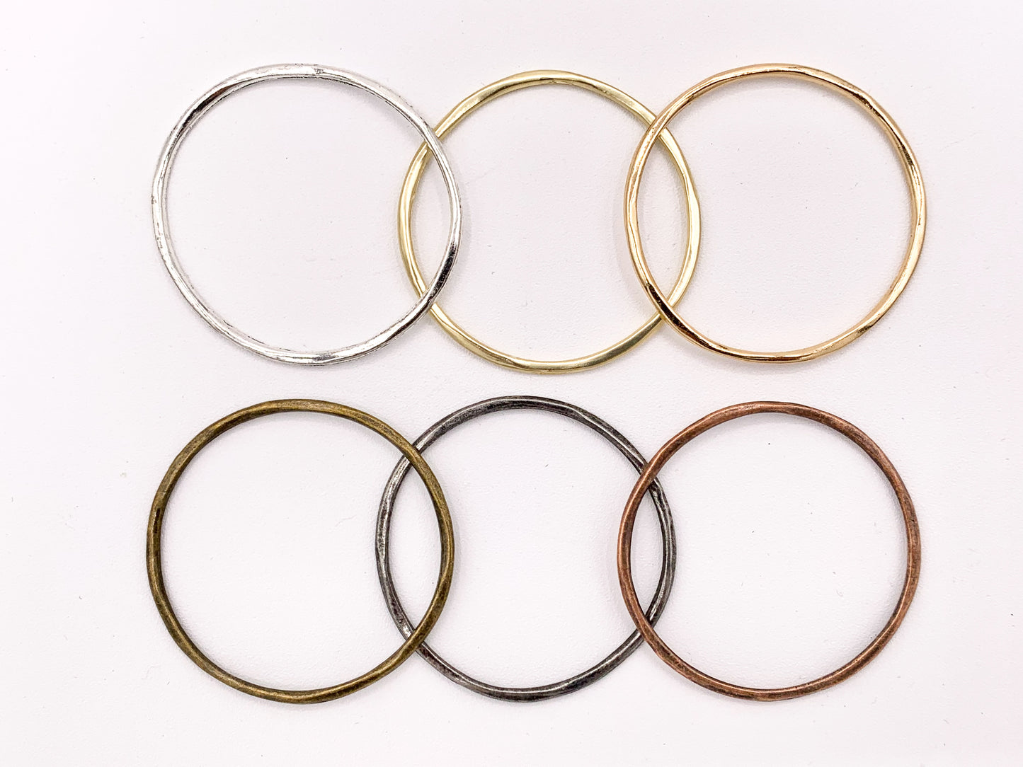 44mm Pewter Wavy Circles Bulk Order in Matte Gold, Gold, Silver, Brass, Gunmetal and Copper