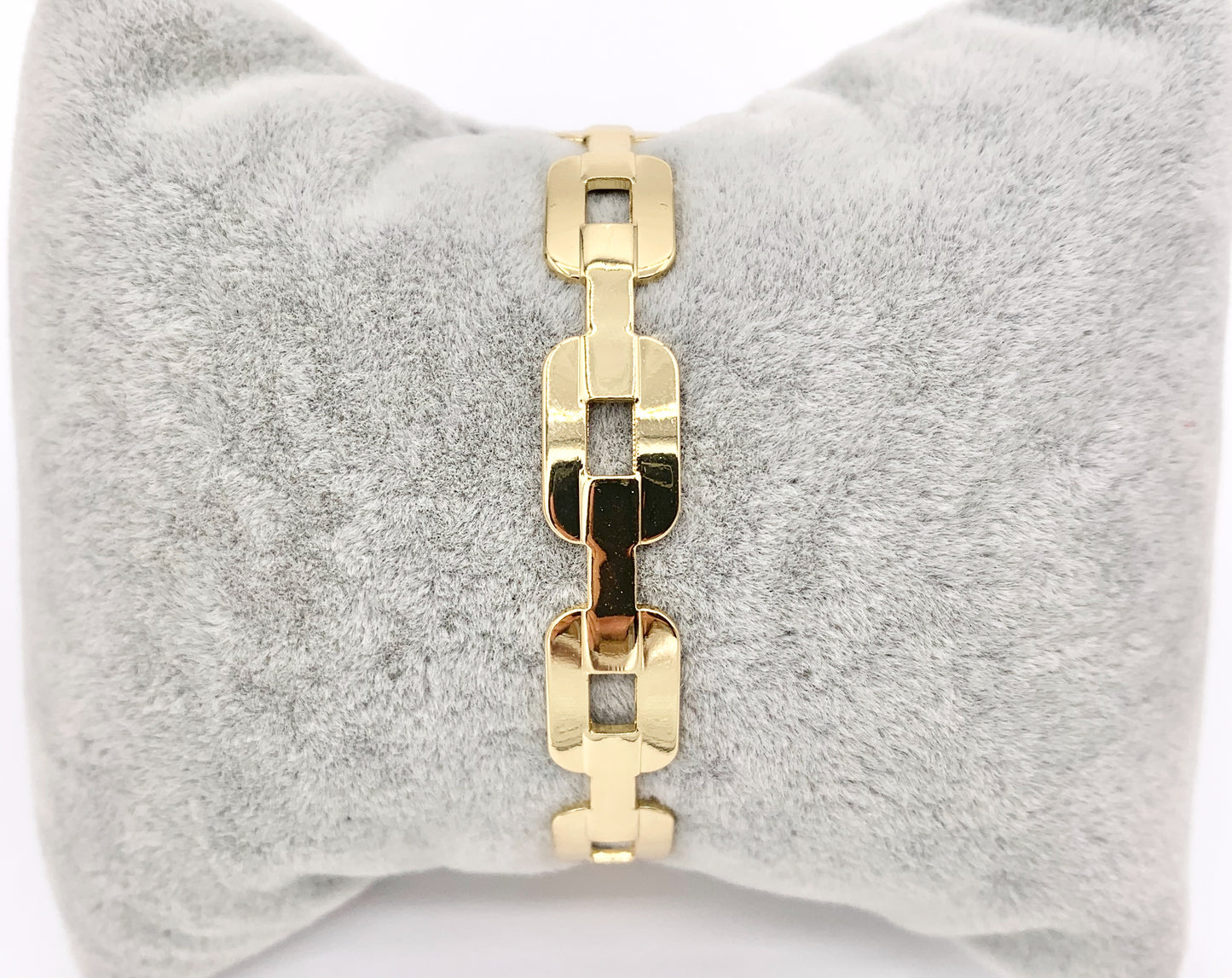 Minimalist Rectangle Link Bracelet Cuffs in Real Gold 18K Plated Copper 3 pcs