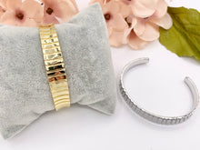 Load image into Gallery viewer, Simple Plain Vertical Stripe Textured Adjustable Bracelet Cuff in Real Gold 18K Plated Copper 2 pcs