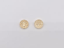 Cargar imagen en el visor de la galería, Oro San Benito Patrón Santo Cuentas Espaciadoras Rosario Religioso Joyería Católica Hallazgos de Abalorios Suministros en Chapado en Oro de 18k Alrededor de 10mm 20 piezas