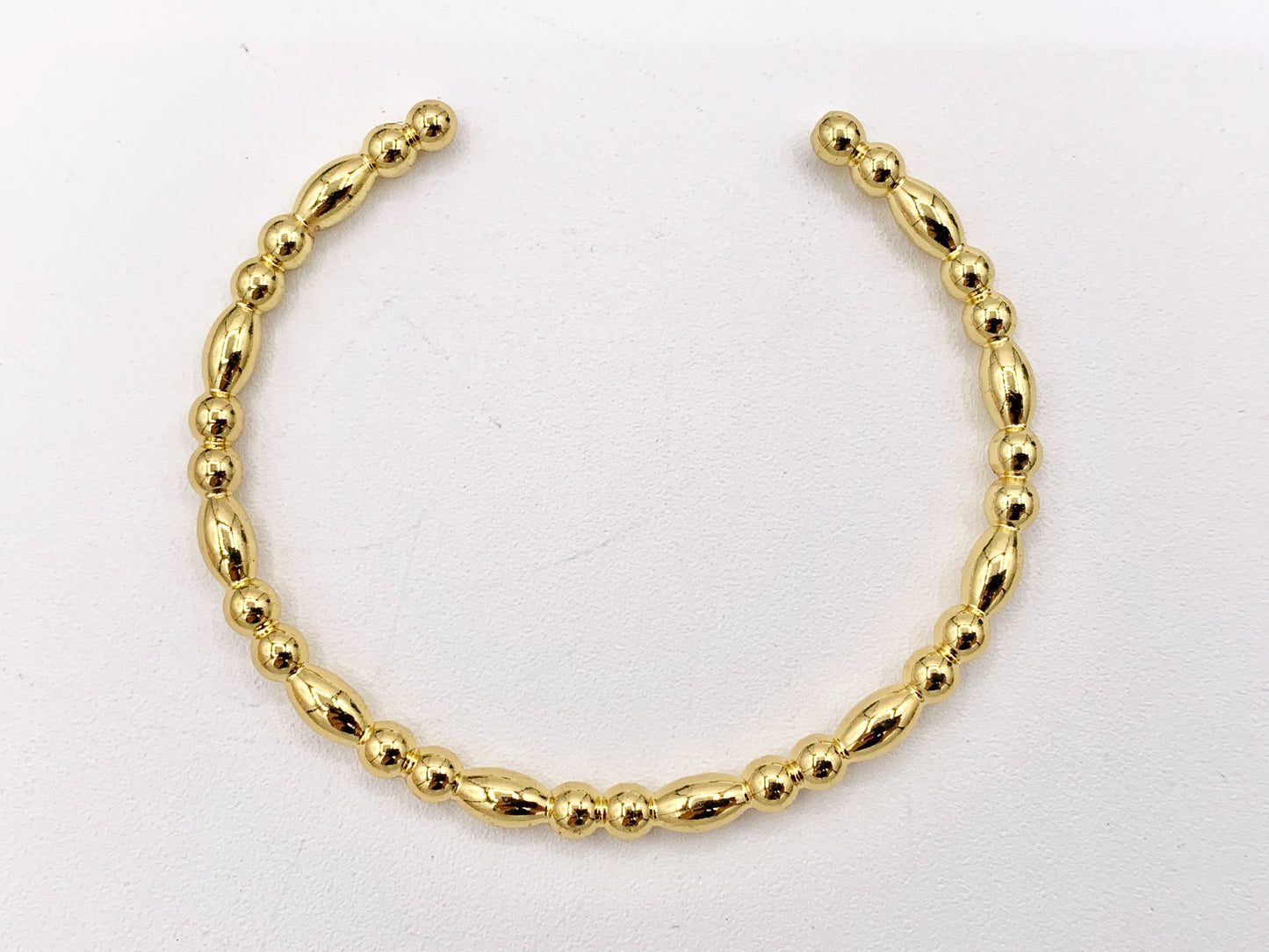 Minimalist Rice Shape Bracelet Cuffs in Real Gold 18K Plated Copper 3 pcs