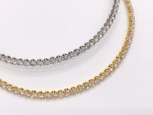 Load image into Gallery viewer, Solitaire Tennis Choker Flexible 18K Gold/Platinum Plated Minimalist Fancy Round Solitaire Tennis Choker 2 pcs