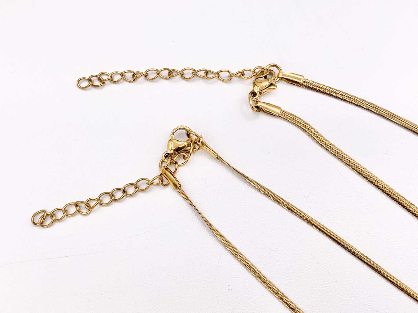 Delicate Herringbone Necklace Gold Plated Stainless Steel Dainty Flexible Minimalist Finished Necklace 17" with Extension Link 5 pcs