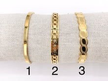Cargar imagen en el visor de la galería, 7 " Stainless Steel Bracelets Twist Plain Braided Close Bangles in 18K Gold plated Stainless Steel 2 pcs