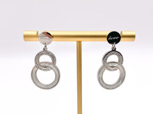 Cargar imagen en el visor de la galería, Stainless Steel Shell Acetate Double Circle Loop Oval Paperclip Earring Dangle Huggies in Silver plated Stainless Steel 3 pairs
