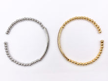 Load image into Gallery viewer, Dainty Stretch Flexible Beaded Rhinestone Bar Bracelet Cuffs in Real Gold/Platinum 18K Plated Copper 2 pcs