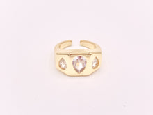 Cargar imagen en el visor de la galería, Anillo de sello en forma de lágrima con pavé de circonita gruesa chapado en oro de 18 quilates, 4 piezas
