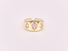Cargar imagen en el visor de la galería, Anillo de sello en forma de lágrima con pavé de circonita gruesa chapado en oro de 18 quilates, 4 piezas