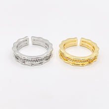 Cargar imagen en el visor de la galería, Anillo de triple banda con circonita cúbica chapada en oro real/platino de 18 quilates, 5 piezas