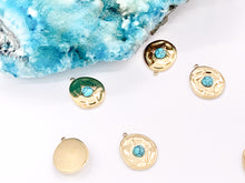 Load image into Gallery viewer, Unique Turquoise Oval Pendants in 18K Gold plated Copper 6 pcs