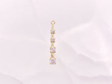Load image into Gallery viewer, Vertical Rhinestone Bar Pendants with Open Ring in 18K Gold Plated Copper 10pcs