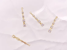 Load image into Gallery viewer, Vertical Rhinestone Bar Pendants with Open Ring in 18K Gold Plated Copper 10pcs