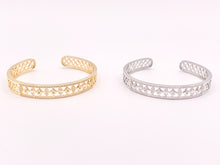 Load image into Gallery viewer, Stunning Geometric Vintage Stackable Bracelet Cuff in Gold or Silver Plated CZ Pave Adjustable Bracelet Cuffs over Brass 1 pc