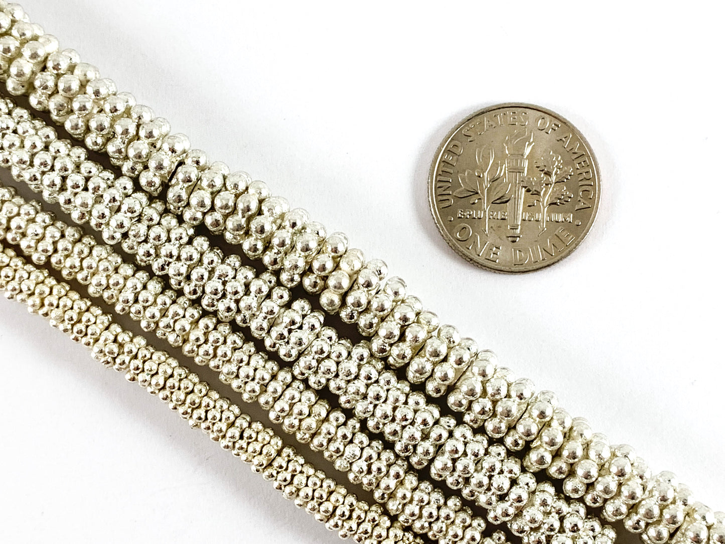 Silver Plated Copper Flower Daisy Shape Disc Spacer Beads Around 7"-8"