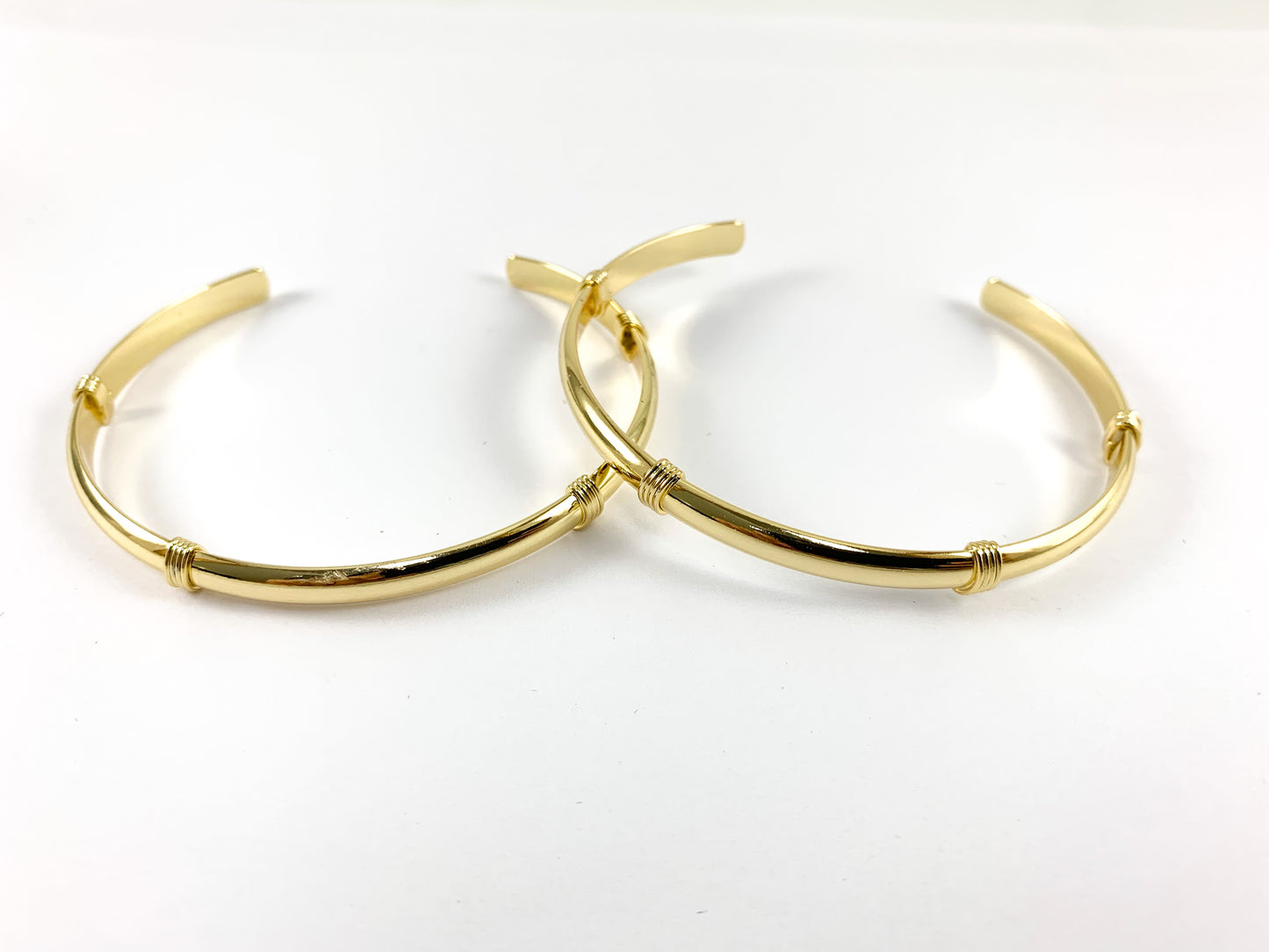 Real Gold 18K Plated Copper Simple Minimalist Adjustable Bracelet Cuffs 3 pcs