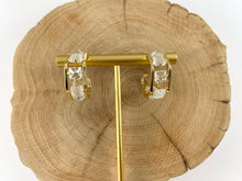 Cargar imagen en el visor de la galería, Aros para aretes hexagonales de latón con pavé de circonitas chapados en oro de 18 quilates, 3 pares