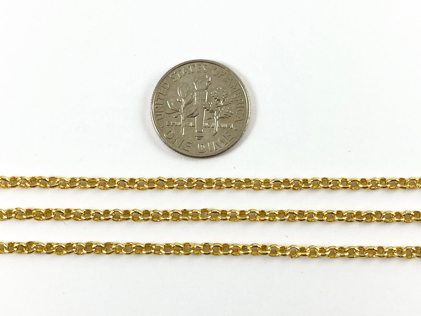 18K Gold Plated Brass Dainty Minimalist Rolo O Chain for Men and Women Necklace and Bracelet Making