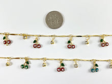 Load image into Gallery viewer, 18K Gold Plated Enamel Plated Copper Cherry Evil Eye CZ Pave Dangle Chain For Bracelets, Anklets and Necklaces Making