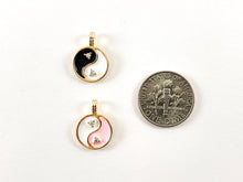 Load image into Gallery viewer, Real Gold 18K Plated Enamel Yin Yang Charm Over Copper 8pcs