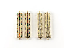 Load image into Gallery viewer, Real Gold Plated 18K Micro CZ Pave Bar Connector Over Copper 4pc