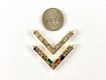 Load image into Gallery viewer, Real Gold Plated 18K Micro CZ Pave V Shape Connector Over Copper 4pcs