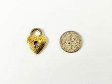 Load image into Gallery viewer, Pewter Rustic Heart Lock Charms Valentine's Day Heart Lock Textured Pendants in Antique Gold, Silver, Copper and Bronze Color
