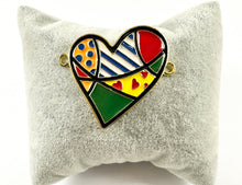 Cargar imagen en el visor de la galería, Conectores de corazón de esmalte de peltre Encantos de corazón curvados grandes del día de San Valentín con revestimiento de esmalte colorido