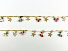 Load image into Gallery viewer, 18K Gold Plated Enamel Plated Copper Cherry & Star Dangle Chain By The Yard For Bracelets, Anklets and Necklaces Making