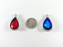 Cargar imagen en el visor de la galería, 17x27mm Peltre Rhinestone Base de Plata Metal Lágrima Cristal Encanto 6PCS