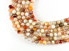 Load image into Gallery viewer, High Quality Bright Orange Color Sardonyx Dyed Agate Round Smooth Natural Stone Beads Beads 6mm 8mm 10mm 12mm 14mm Around 14-15"