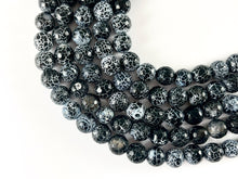 Load image into Gallery viewer, High Quality Black Fire Agate Cracked Spider Web Dyed Agate Round Faceted Natural Stone Beads 6mm 8mm 10mm 12mm 13-14mm 15mm Around 15"