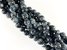 Load image into Gallery viewer, High Quality Black Fire Agate Cracked Spider Web Dyed Agate Round Faceted Natural Stone Beads 6mm 8mm 10mm 12mm 13-14mm 15mm Around 15"