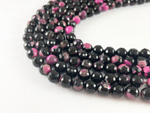 Load image into Gallery viewer, High Quality Black Pink Dyed Agate Round Faceted Natural Stone Beads Beads 6mm 8mm 10mm 12mm 14mm Around 15"