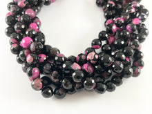 Load image into Gallery viewer, High Quality Black Pink Dyed Agate Round Faceted Natural Stone Beads Beads 6mm 8mm 10mm 12mm 14mm Around 15"
