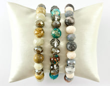 Cargar imagen en el visor de la galería, Piedra Natural variada de 8mm con cristales brillantes, pulseras elásticas, ágata esmaltada, jaspe cuadro, amazonita, variscita, cebra rosa