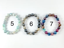 Cargar imagen en el visor de la galería, Pulseras elásticas de ágata redonda facetada pulida brillante Sardonyx electrochapada de 10 mm rosa intenso/púrpura/verde/azul/aguamarina/marrón/multicolor