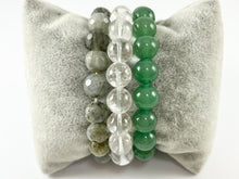 Cargar imagen en el visor de la galería, Pulseras elásticas de piedra natural de 10 mm Labradorita cortada a mano / Cuarzo crujiente claro / Aventurina verde / Aqua Terra / Sodalita / Fósil de coral