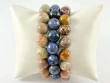 Cargar imagen en el visor de la galería, Pulseras elásticas de piedra natural de 10 mm Labradorita cortada a mano / Cuarzo crujiente claro / Aventurina verde / Aqua Terra / Sodalita / Fósil de coral