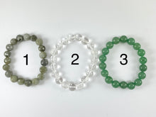 Cargar imagen en el visor de la galería, Pulseras elásticas de piedra natural de 10 mm Labradorita cortada a mano / Cuarzo crujiente claro / Aventurina verde / Aqua Terra / Sodalita / Fósil de coral