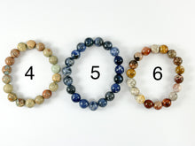 Cargar imagen en el visor de la galería, Pulseras elásticas de piedra natural de 10 mm Labradorita cortada a mano / Cuarzo crujiente claro / Aventurina verde / Aqua Terra / Sodalita / Fósil de coral