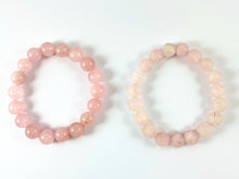 Cargar imagen en el visor de la galería, Pulseras elásticas lisas brillantes y mate de piedra natural de 10 mm Cuarzo rosa / Amazonita