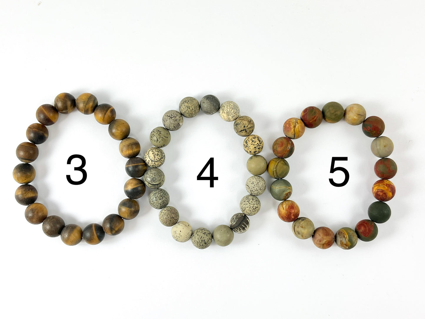10mm Natural Stone Shiny and Matte Stretchy Bracelets Faceted Black Labradorite/ Tiger's Eye/ Matte Artistic Jasper/ Matte Picasso Jasper