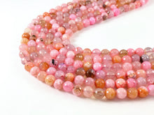 Cargar imagen en el visor de la galería, Cuentas de piedra natural facetadas redondas de ágata teñida de color rosa brillante de alta calidad, 6mm, 8mm, 10mm, 12mm, alrededor de 15"