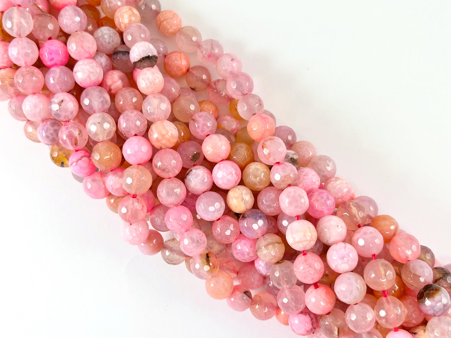 High Quality Bright Pink Dyed Agate Round Faceted Natural Stone Beads 6mm 8mm 10mm 12mm Around 15"
