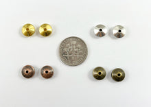 Load image into Gallery viewer, 4x8mm Pewter Shiny Smooth Saucer Spacer Beads Gold, Silver, Antique Bronze, Antique Copper 125 Grams Bag