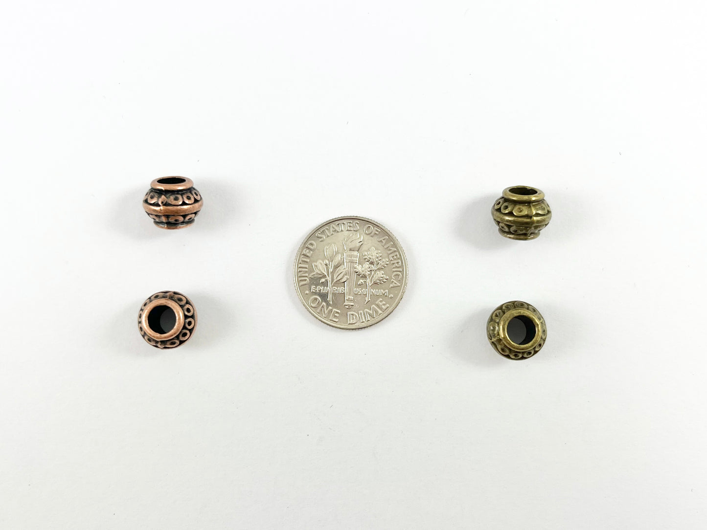7x9mm Pewter Rondelle Large Hole Spacer Beads Antique Gold, Rosy Gold, Silver, Bronze, Copper 125 Grams Bag