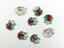 Load image into Gallery viewer, 17x19mm Pewter Enamel Christmas Red & Green Silver Gift Box Charm 24PCS